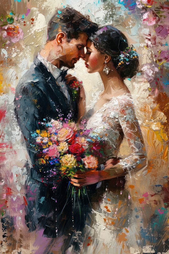 Wedding bouquet painting art photography.