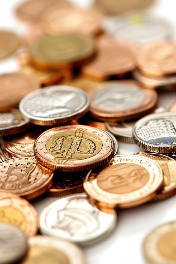 Close-up photo of euro coins backgrounds money investment.