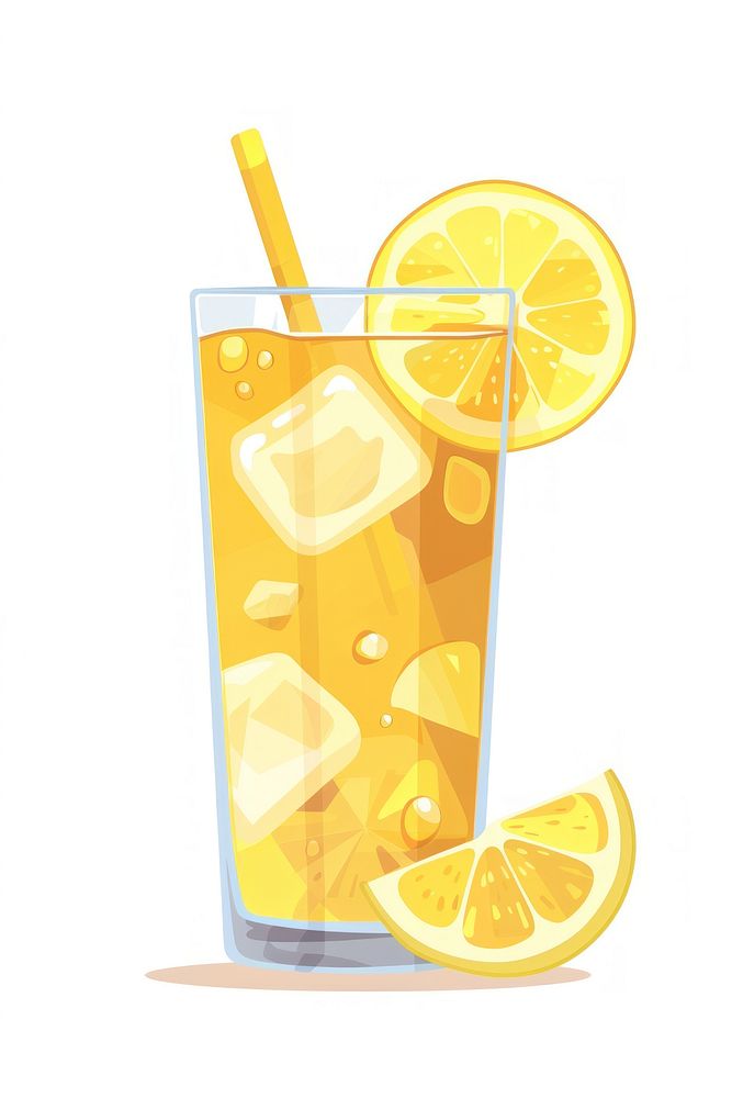 Flat illustration a ice lemonade drink fruit juice.