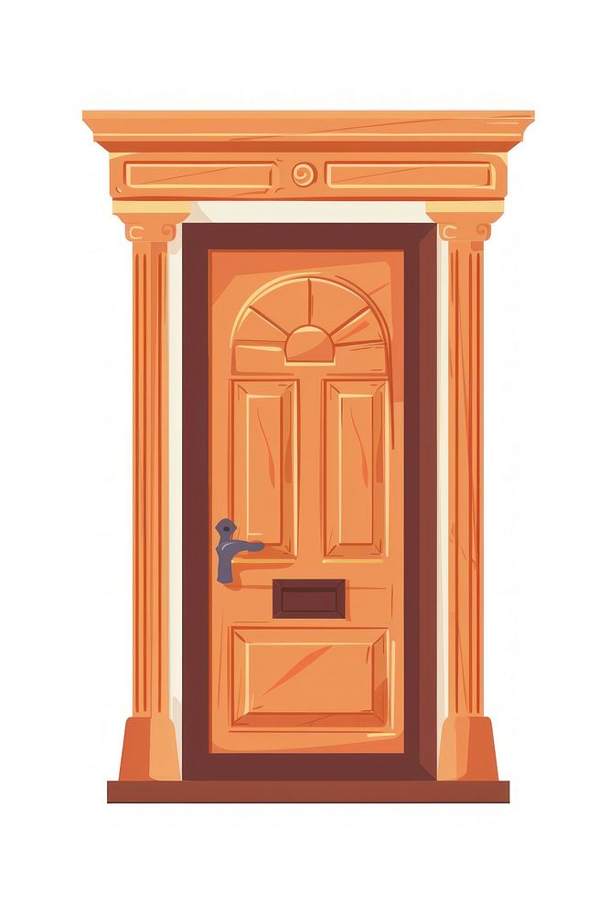 Flat illustration close door white background architecture protection.