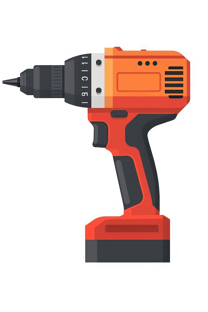Flat illustration drill tool technology equipment.