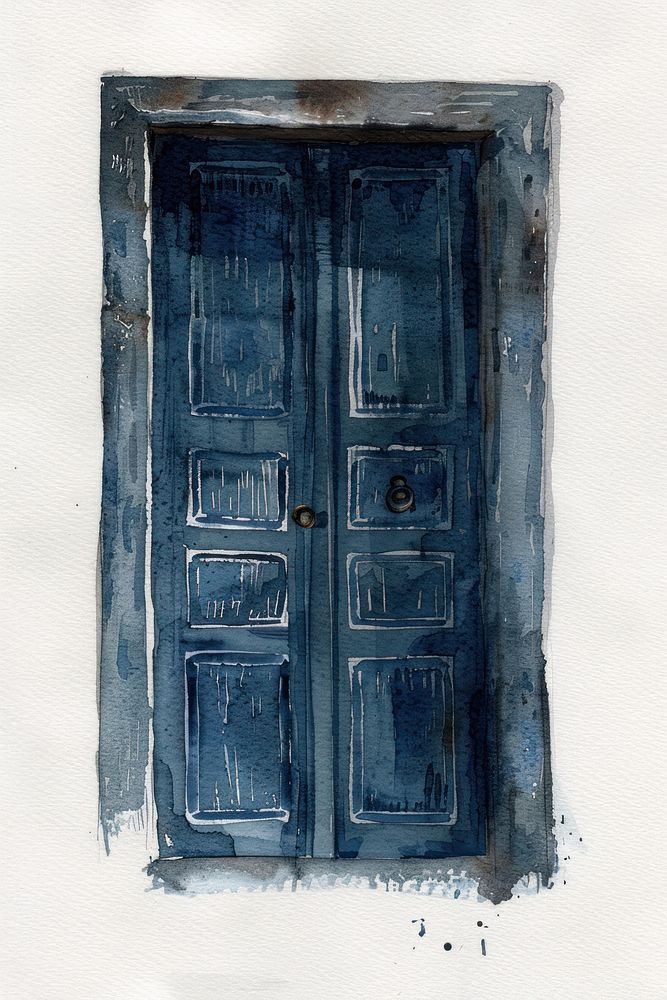 Ink painting close door architecture protection weathered.