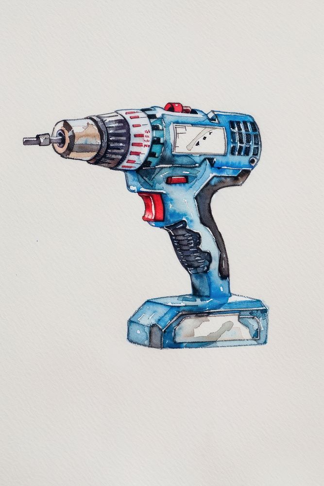 Ink painting a drill tool technology creativity.