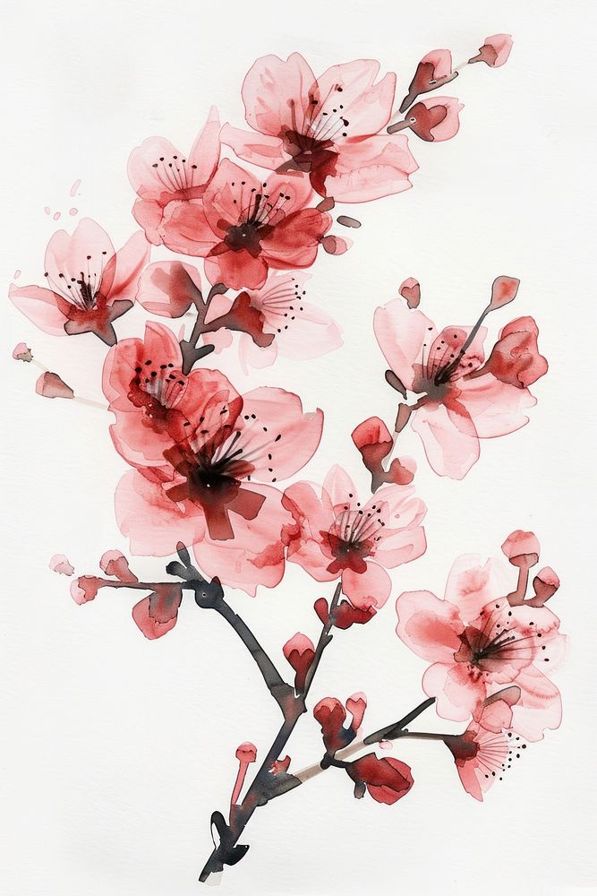 Monochromatic cherry blossom flower plant inflorescence.
