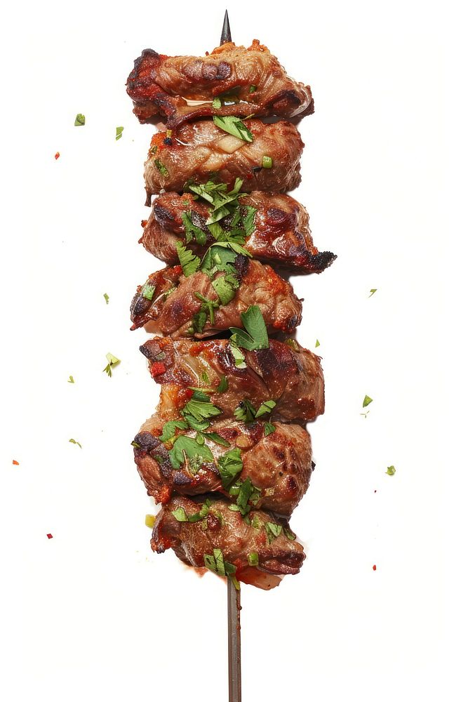 Kebab meat food white background.