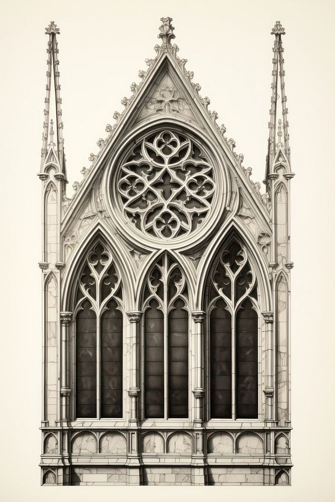 Gothic styled masion window architecture cathedral building.