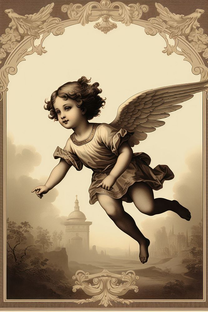 Flying cupid archangel person human.
