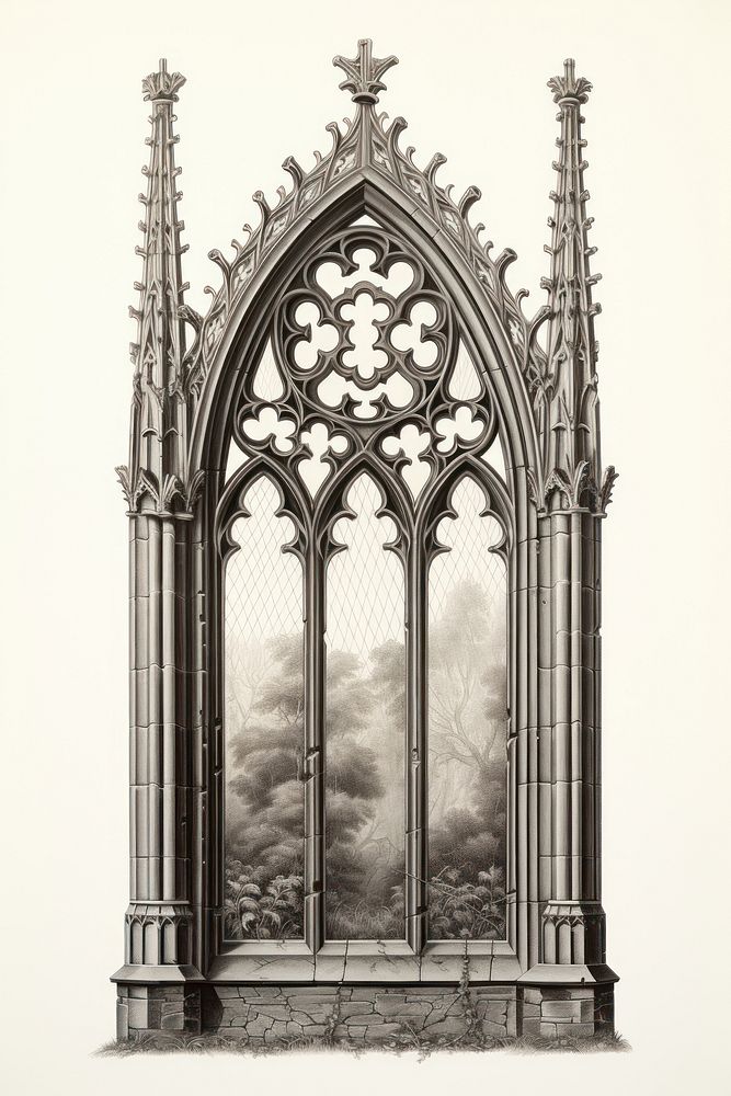 Gothic styled masion window architecture cathedral building.