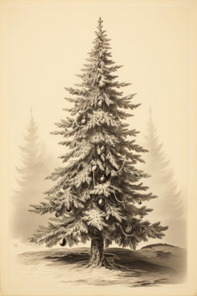 Christmas tree christmas drawing illustrated.