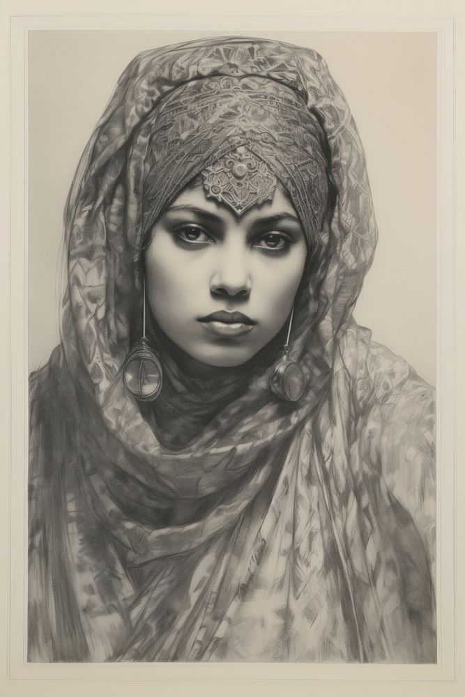 Arabian woman portrate drawing photography illustrated.