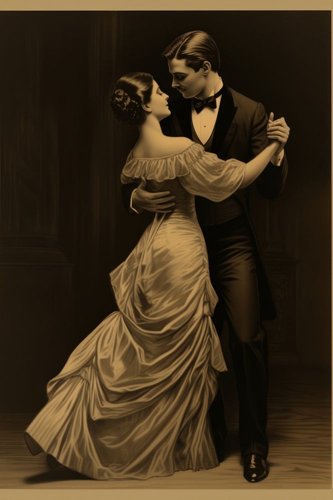 Romantic couple dancing recreation bridegroom clothing.