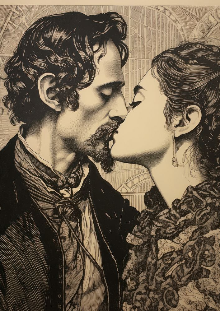 Couple kissing drawing accessories photography.
