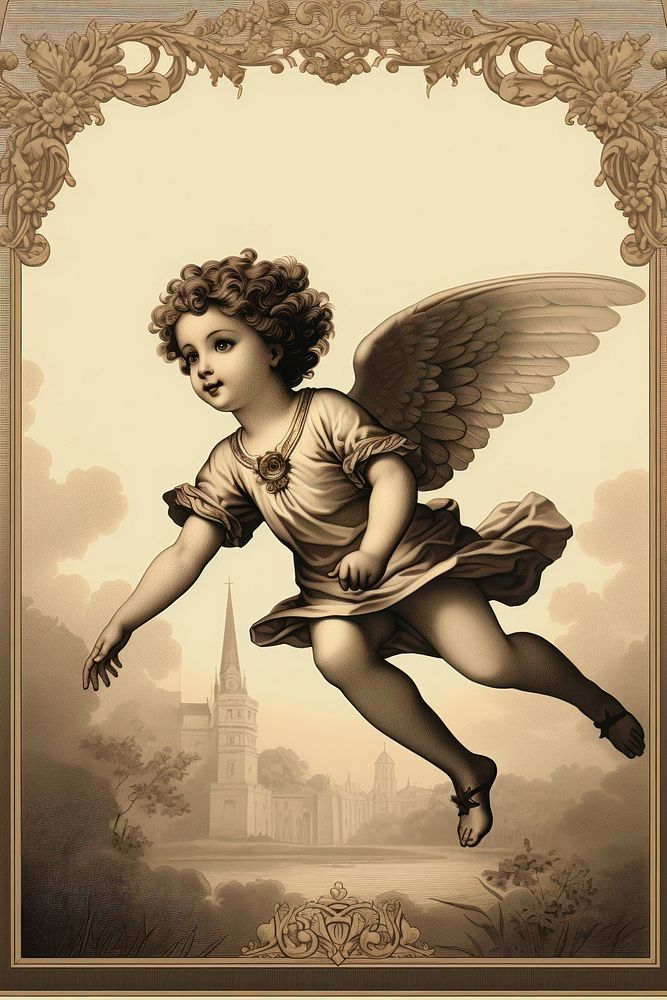 Flying cupid archangel painting person.