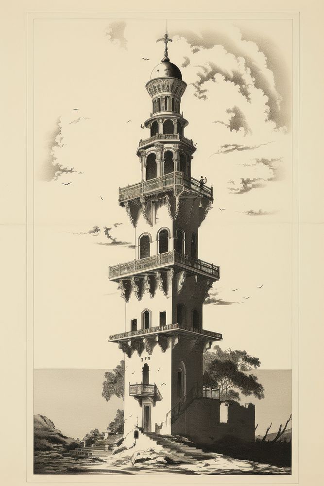 Mosque tower architecture lighthouse building.