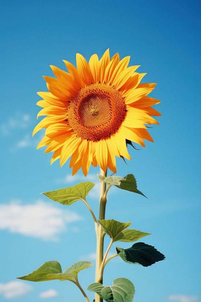 One sunflower outdoors blossom plant.