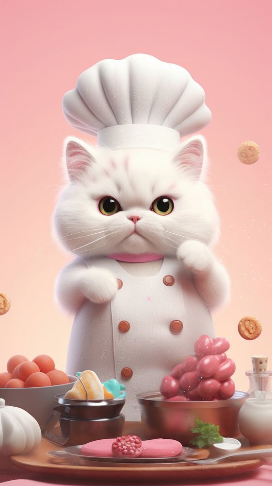 Cat chef confectionery medication animal.