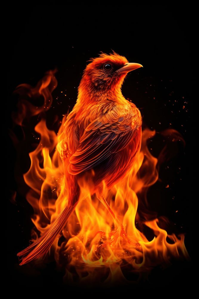 A bird flame fire bonfire.