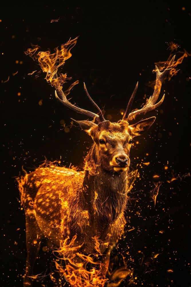 A deer flame fire wildlife.