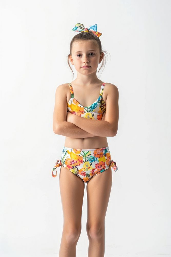 A girl in swimming suit clothing swimwear apparel.