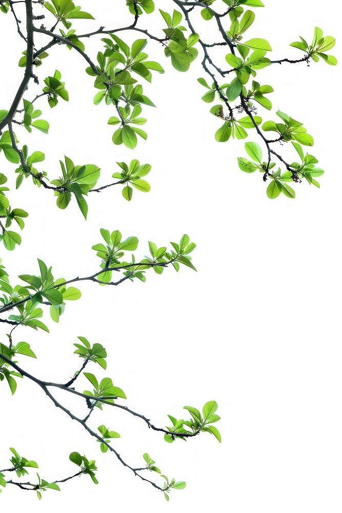 Tree branch with green leaf border backgrounds outdoors nature.