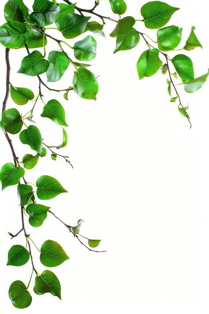Tree branch with green leaf border backgrounds plant herbs.