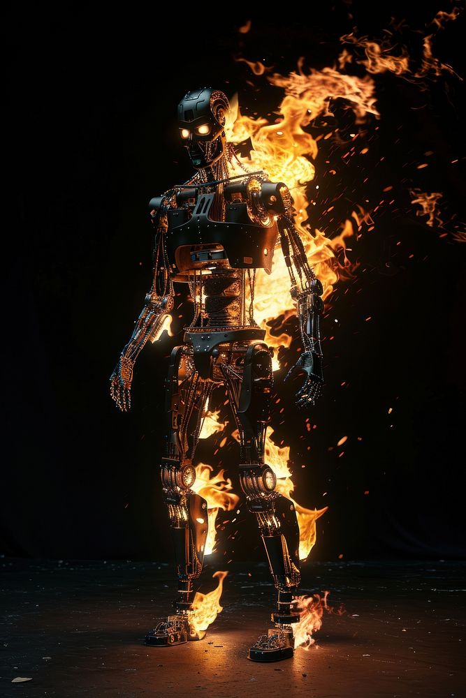 Robot flame fire bonfire.