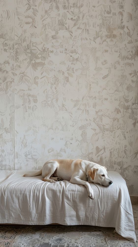 Dog in minimal room animal furniture wallpaper.