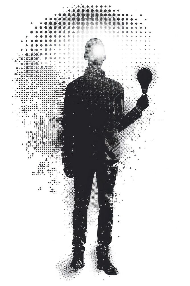 Person holding light bulb silhouette cartoon adult.