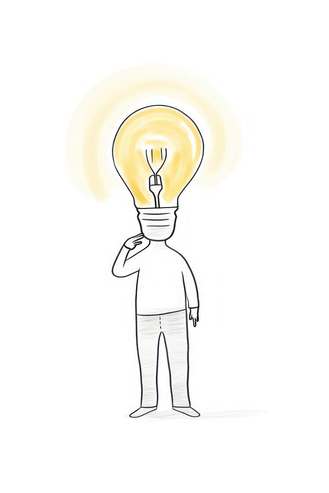 Person holding light bulb lightbulb drawing sketch.