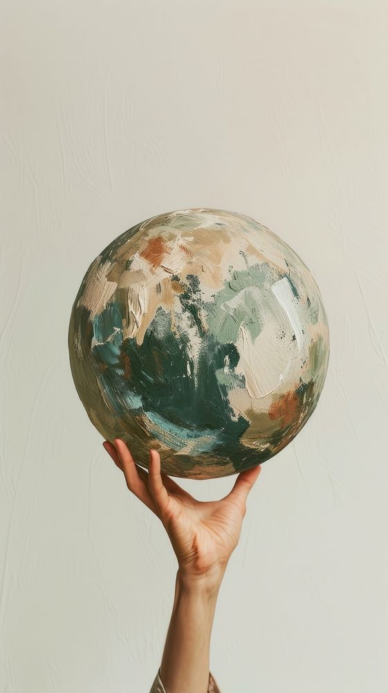 Globe with acrylic brush stroke overlay sphere planet space.