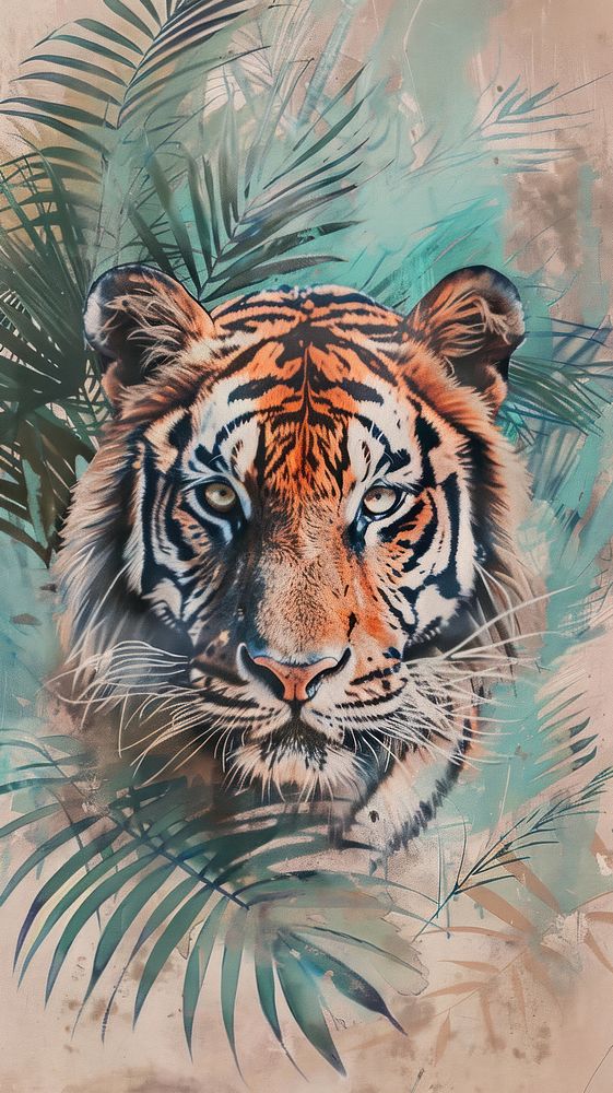 Wallpaper Tiger tiger wildlife drawing.