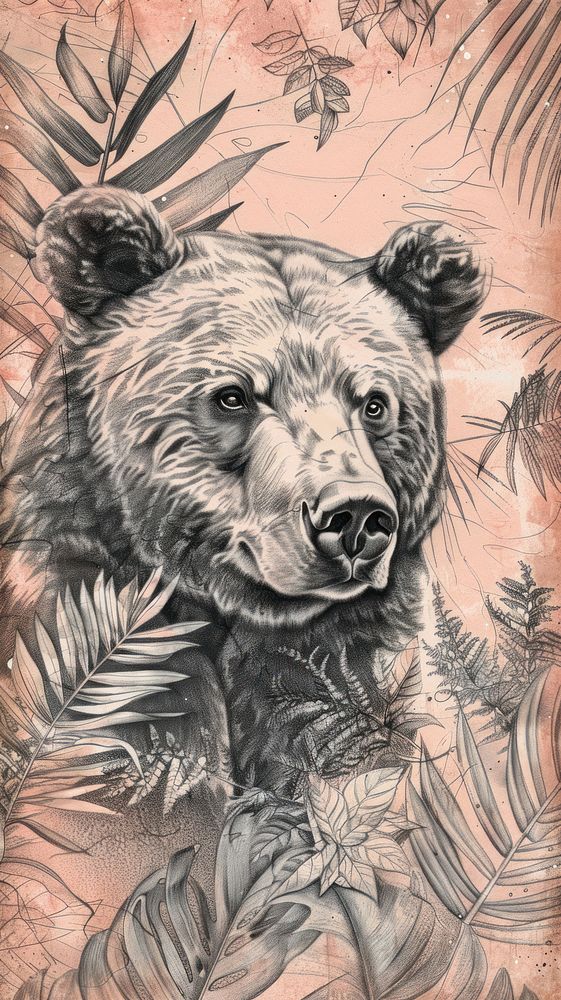 Wallpaper Bear drawing sketch animal.