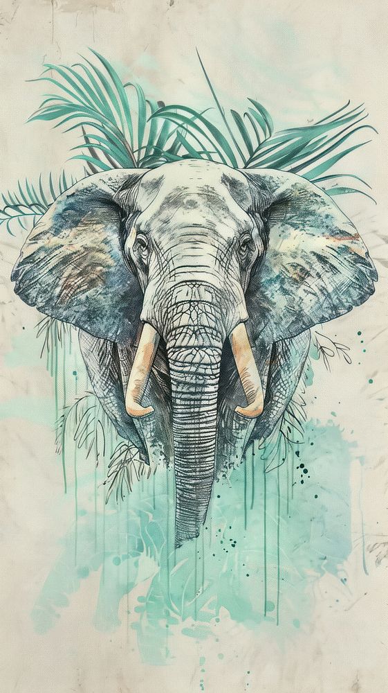 Wallpaper Elephant drawing sketch elephant.