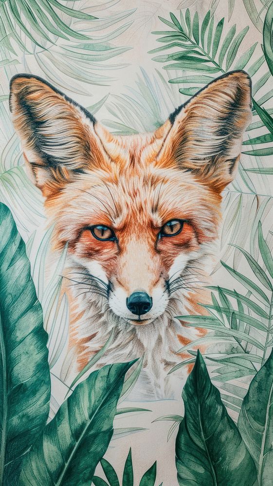 Wallpaper Fox fox wildlife drawing.