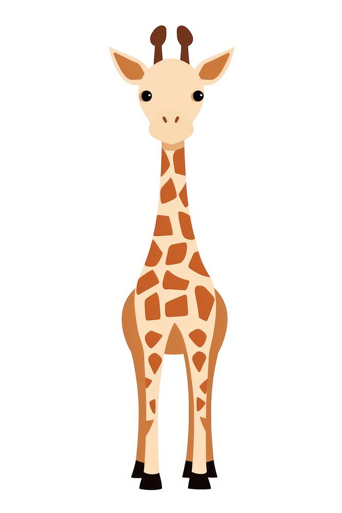 Flat design giraffe animal mammal white background.