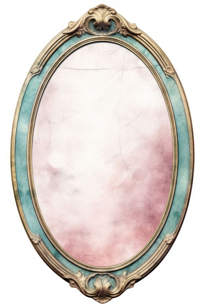 Vintage frame marble jewelry oval white background.