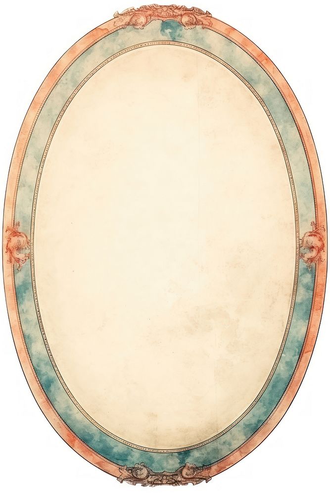 Vintage frame chinese paper oval white background.
