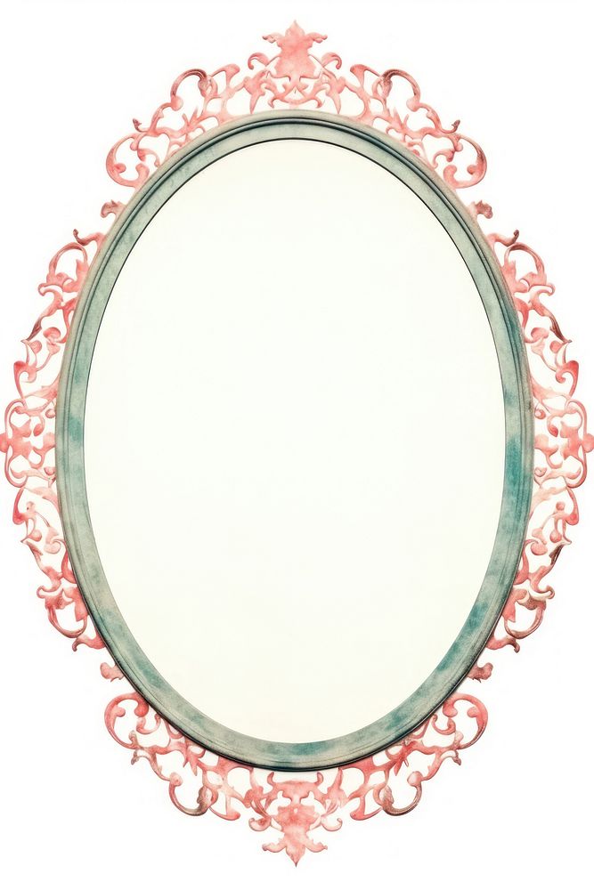 Vintage frame chinese jewelry oval white background.