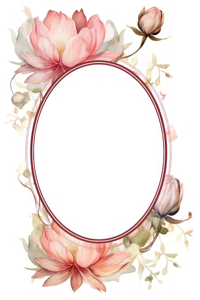 Vintage frame lotuses flower plant oval.