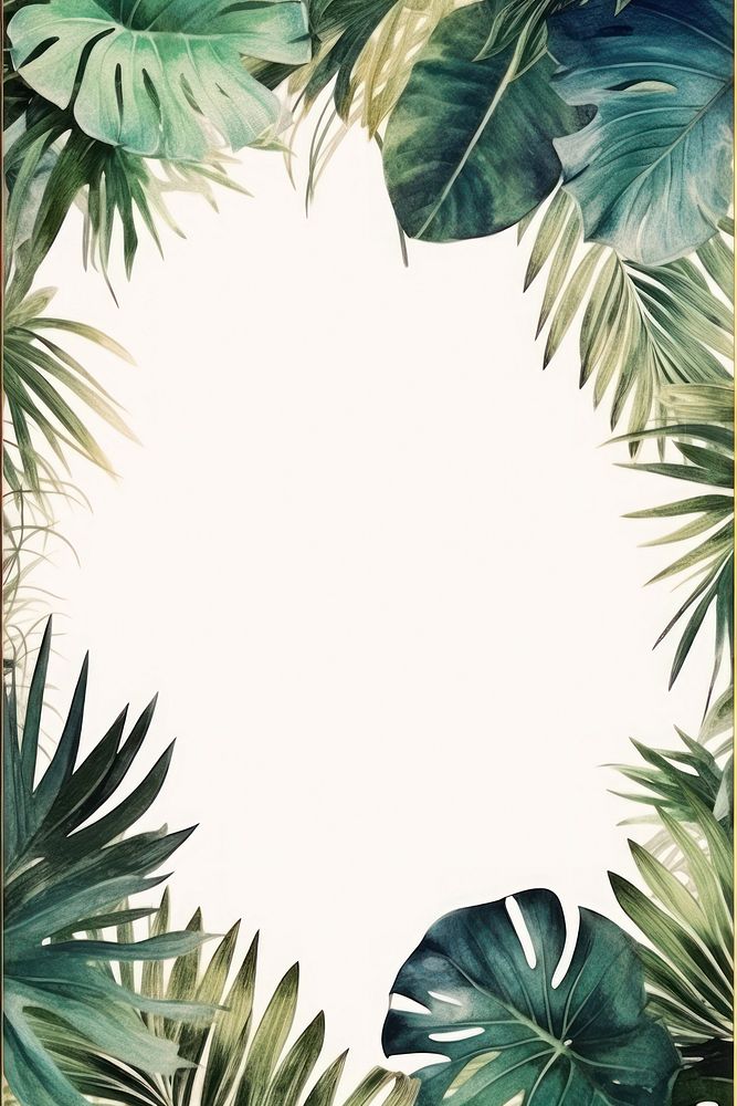 Vintage frame tropical leafs backgrounds outdoors nature.