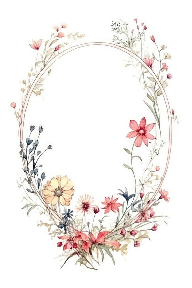 Vintage frame wildflower pattern white background accessories.