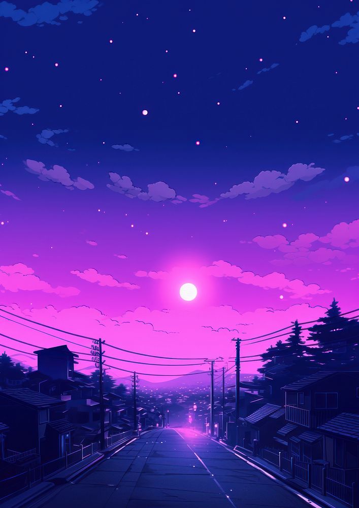 A minimal and less detail illustration of japan purple architecture outdoors.