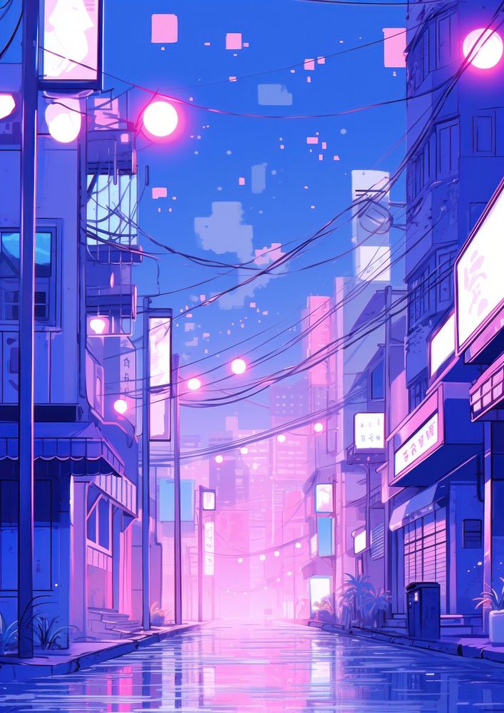 Kyoto purple lighting street.