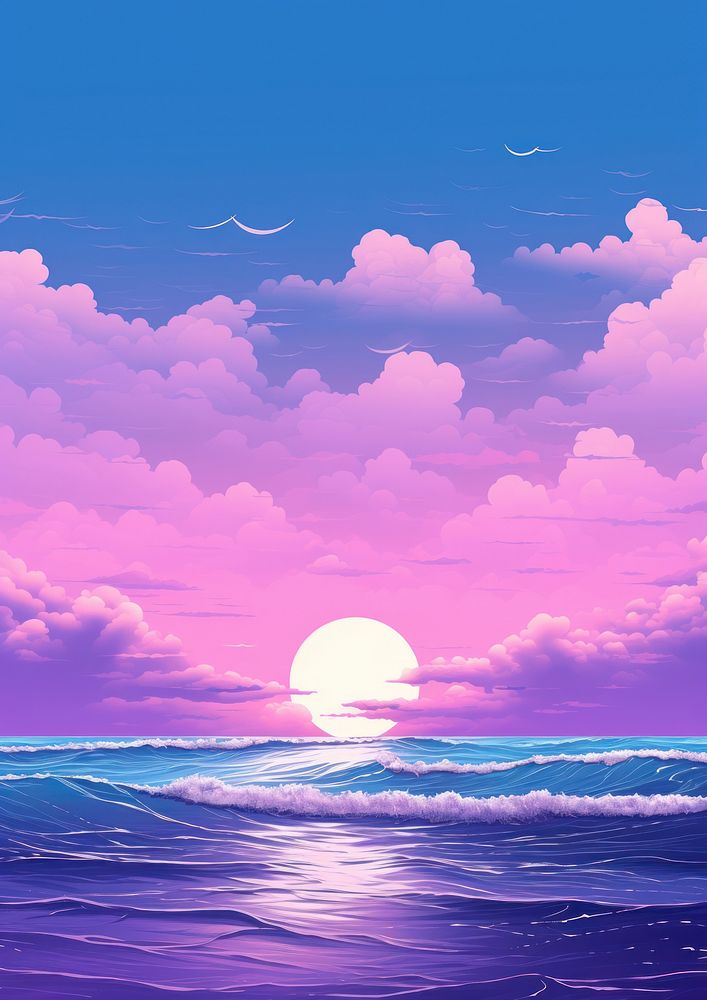 Ocean purple outdoors horizon.
