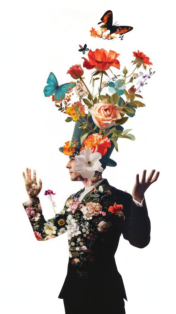 Flower Collage person performing magic tricks flower pattern adult.