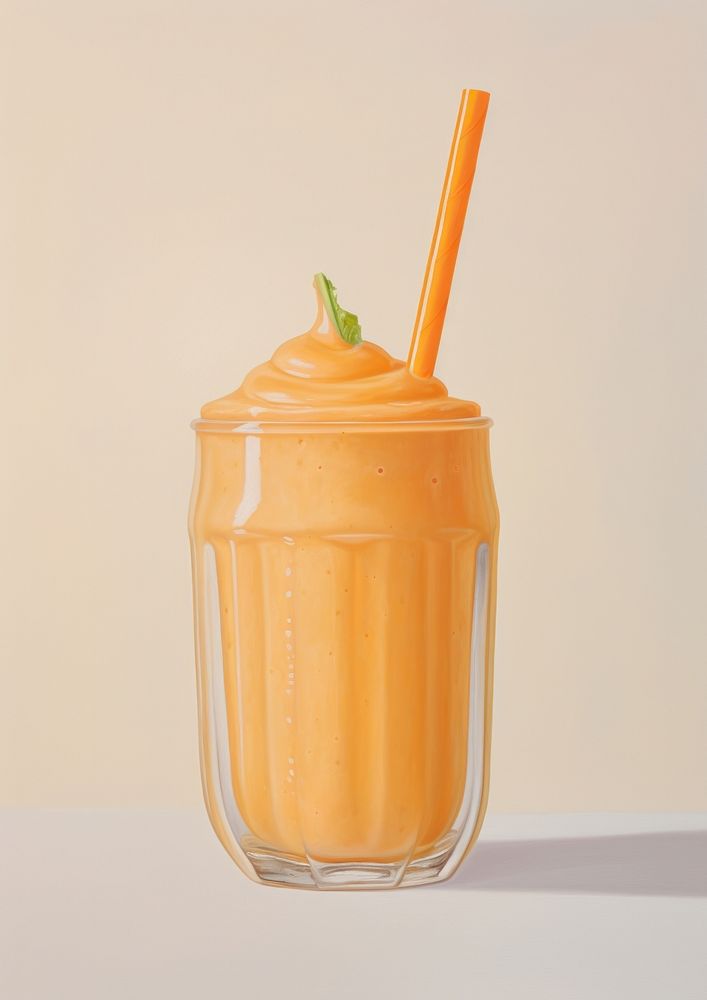 Close up on pale carrot smoothie milkshake drink refreshment.