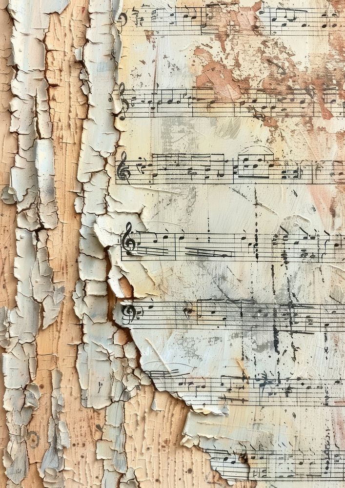 Close up on pale sheet music backgrounds old deterioration.