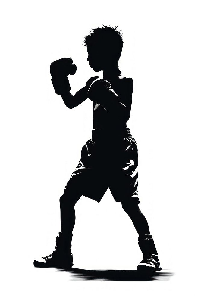 Boxing silhouette clip art white background exercising monochrome.