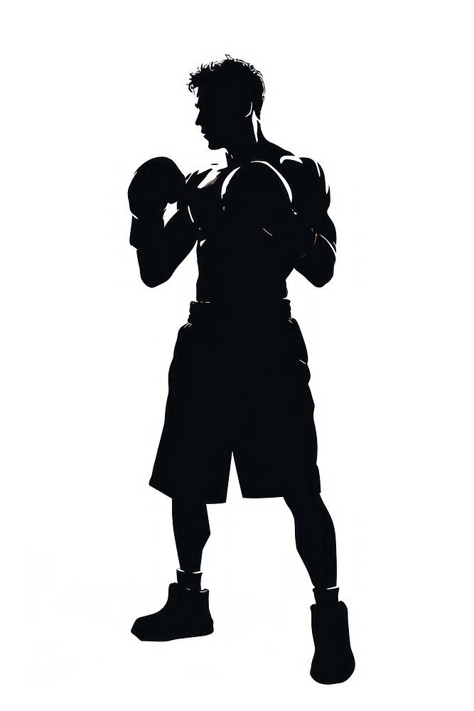 Boxing silhouette clip art white background determination exercising.