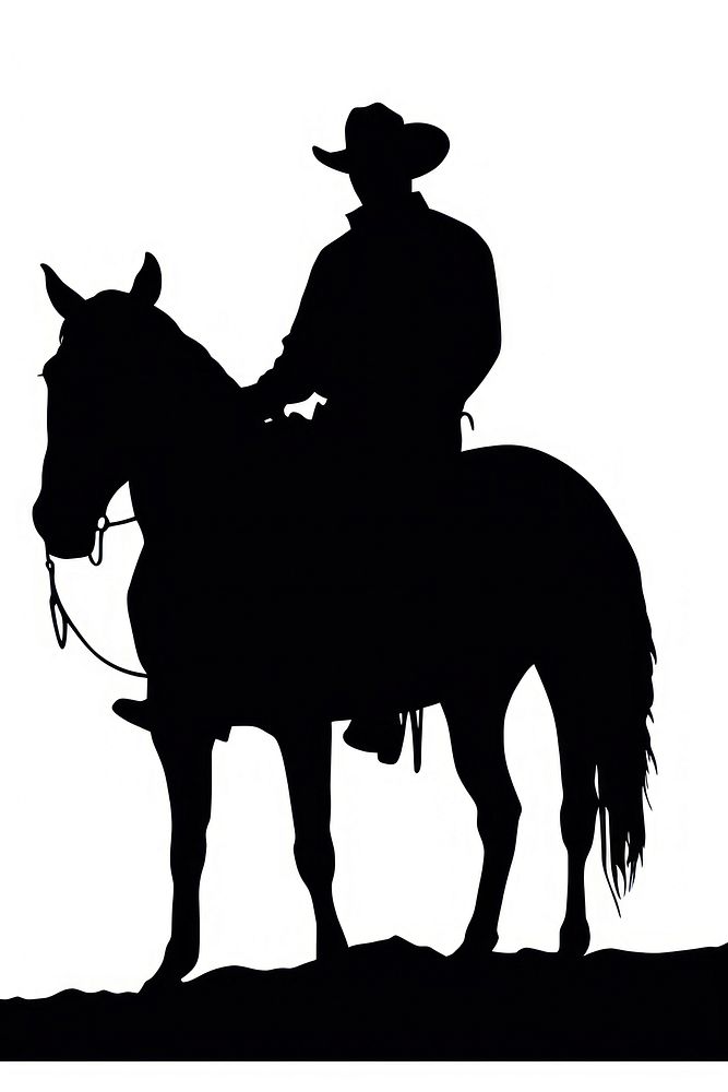 Cowboy silhouette clip art mammal animal horse.